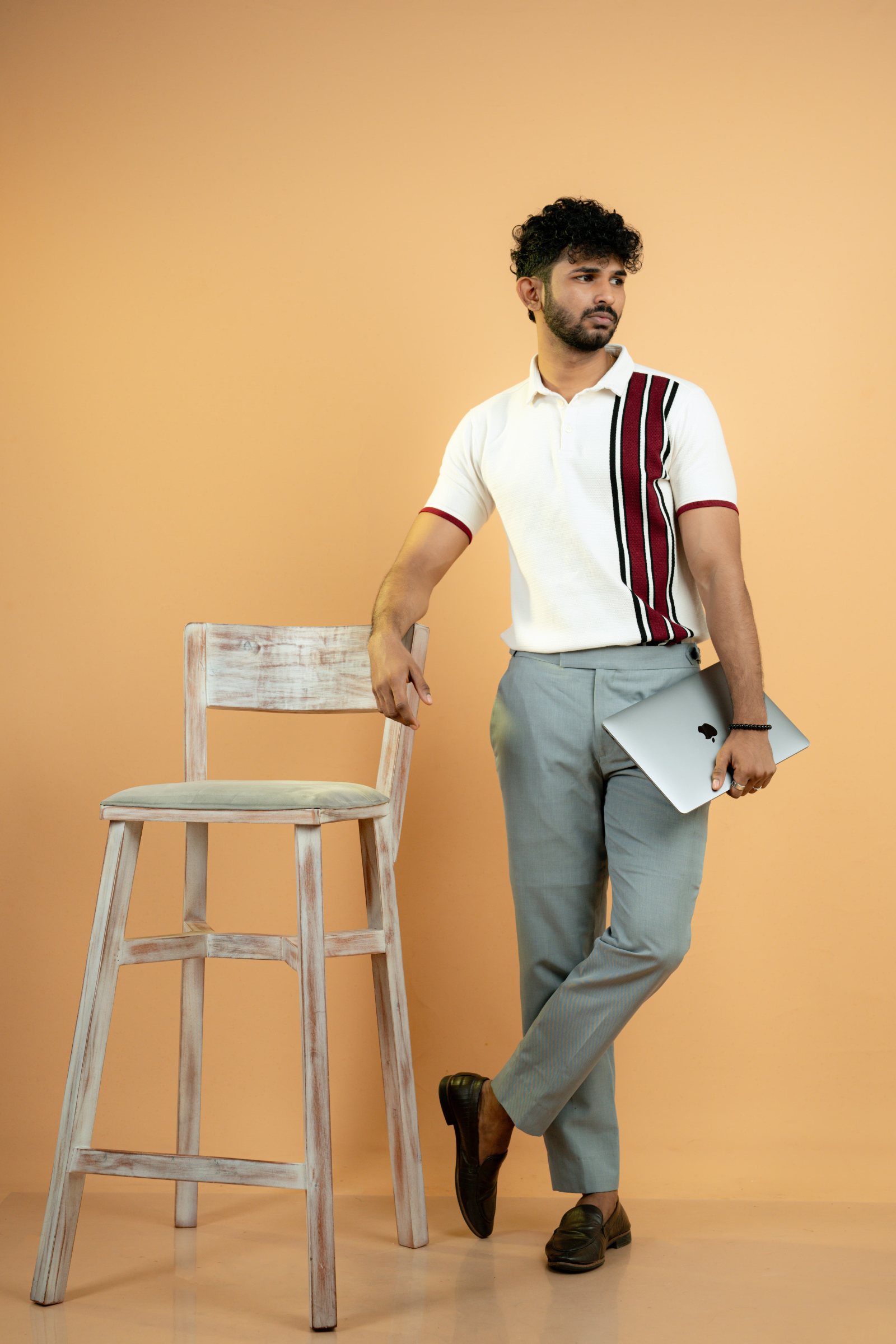 Stripe polo white t-shirt Stripe polo white t-shirt